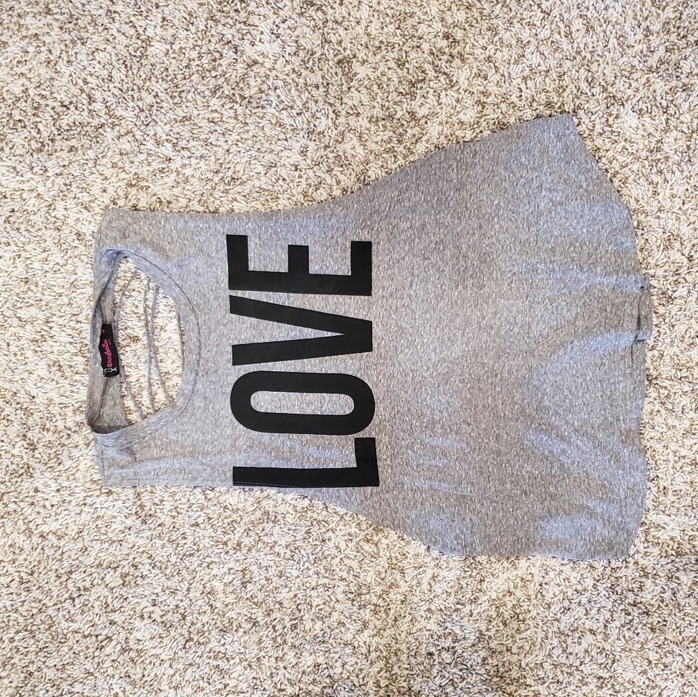 Cut off gray love tank